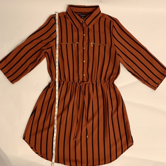 Orange Pinstriped Retro Dress - Picture 3 of 10